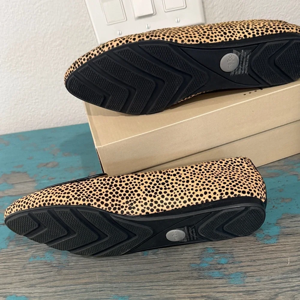 NEW IN BOX me too Leopard-Print Slip-On Calf Hair Flats in Tan and Black-10 - Picture 7 of 11